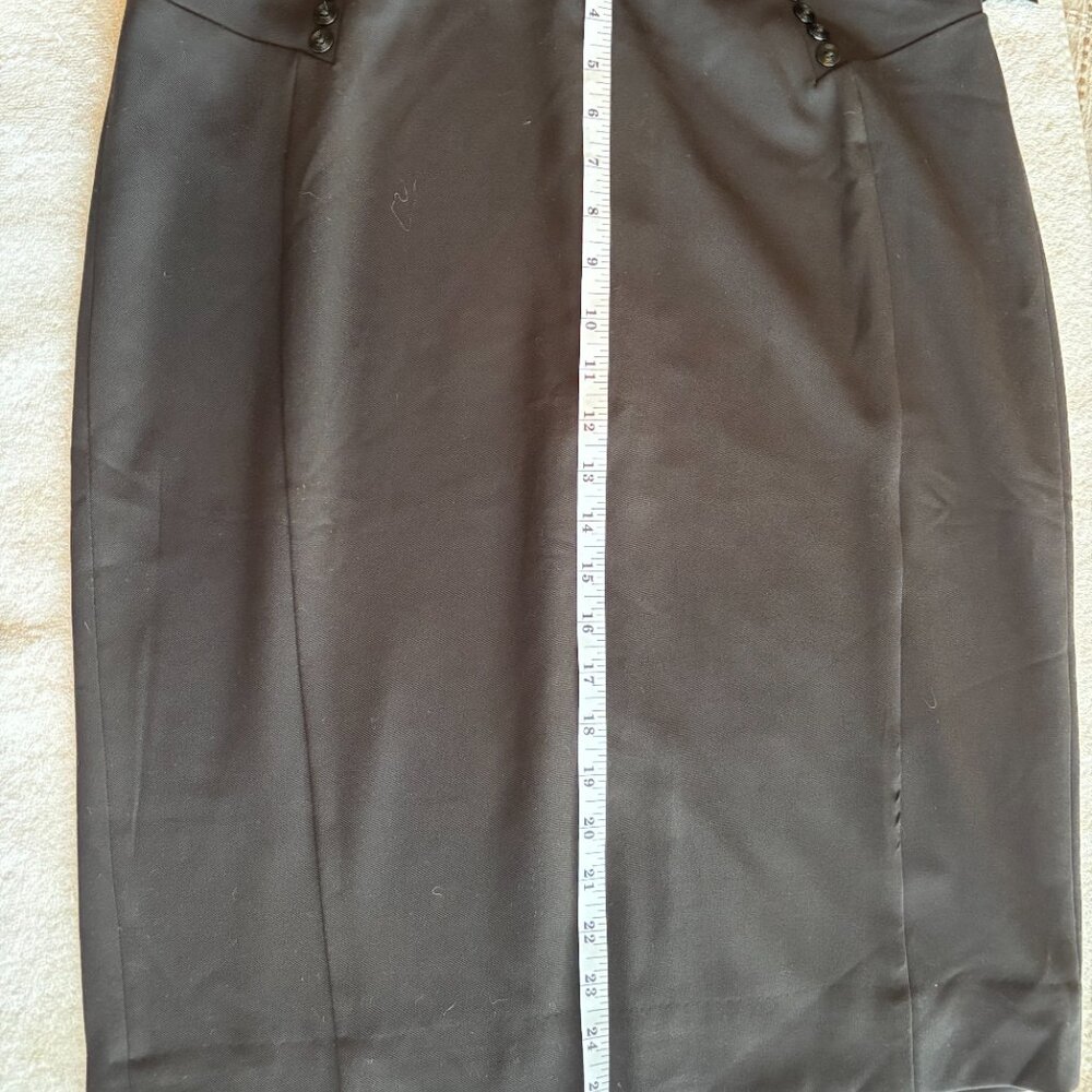 White House Black Market Black Pencil Skirt Leopard Print Lining Size 12 - Picture 7 of 8